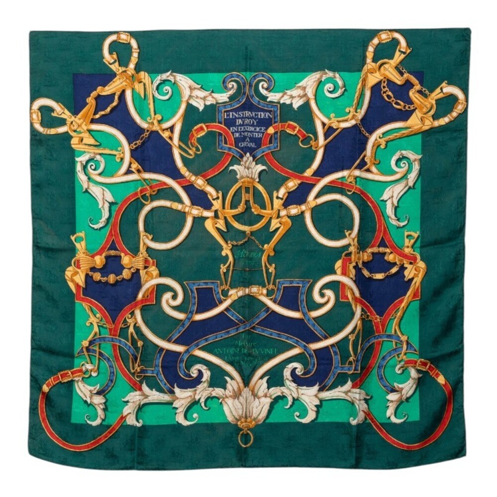 Hermes Carre 90 L'INSTRUCTION DU ROY (Imperial Studies) Scarf/Muffler, Green ...
